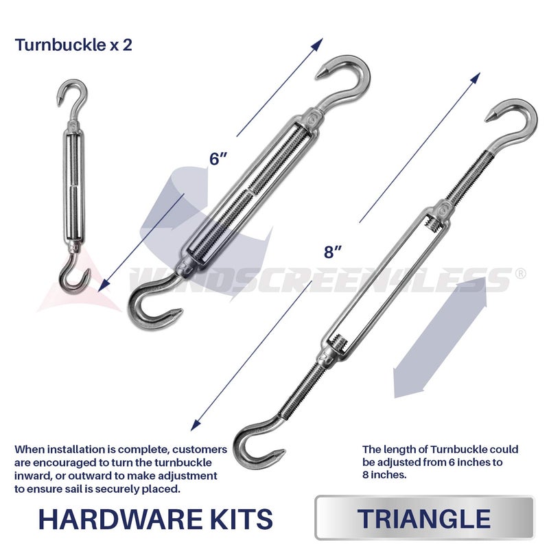 Windscreen4less Sun Shade Sail Hardware Kit - 6 Inches - Super Heavy Duty - for Square and Rectangle Sun Shade Sail - Image 3